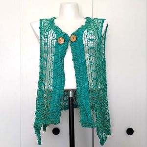 Boho Mesh Turquoise Vest sz 1X